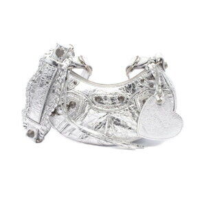 Balenciaga LE CAGOLE Shoulder Bag Leather Silver